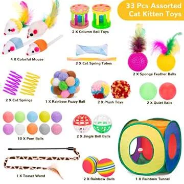 Retro Shaw Cat Toys Set 33 PCS, Interactive Cat Kitten Toys for Indoor Cats Kitty with Collapsible C...