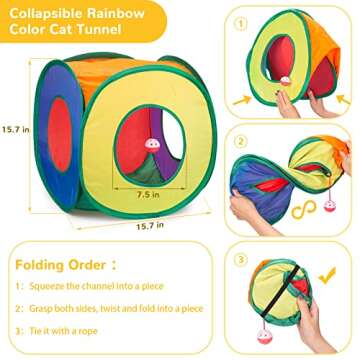 Retro Shaw Cat Toys Set 33 PCS, Interactive Cat Kitten Toys for Indoor Cats Kitty with Collapsible Cat Play Tunnel Tube Tent Cat Feather Wand Teaser Cat Bell Fuzzy Ball Springs Mouse Toys