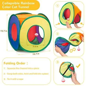 Retro Shaw Cat Toys Set 33 PCS, Interactive Cat Kitten Toys for Indoor Cats Kitty with Collapsible Cat Play Tunnel Tube Tent Cat Feather Wand Teaser Cat Bell Fuzzy Ball Springs Mouse Toys