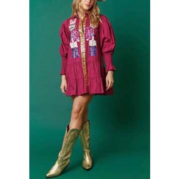 ZENMANCHEN Sequin Skirt Nutcracker Shirt Dress Holiday Dresses for Women Christmas Skirt Nutcracker ...