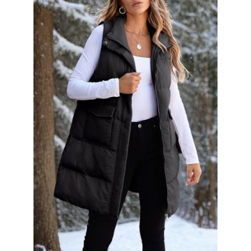 Stylish EVALESS Women's Long Puffer Vest with Pockets