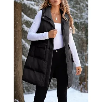 Stylish EVALESS Women's Long Puffer Vest with Pockets