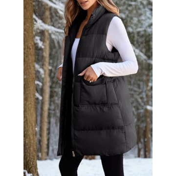 Stylish EVALESS Women's Long Puffer Vest with Pockets