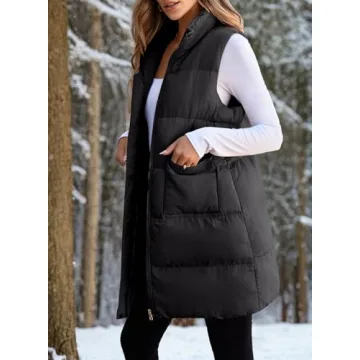 Stylish EVALESS Women's Long Puffer Vest with Pockets