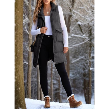 Stylish EVALESS Women's Long Puffer Vest with Pockets