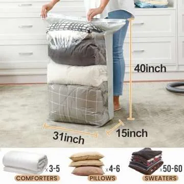 TAILI Jumbo Vacuum Storage Bags 4 Pack - Space Saving