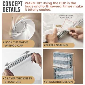 TAILI Vacuum Storage Bags 4 Pack, Jumbo Cube (31x40x15 Inch), Extra Large Vacuum Seal Bags for Clothing, Comforters, Blankets, Bedding, Sweater, Closet Organizers, Space Saving, Cream