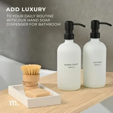 MaisoNovo Soap Dispenser 3-Piece Set | 16.9oz White Bottles with Black Stainless Steel Pumps