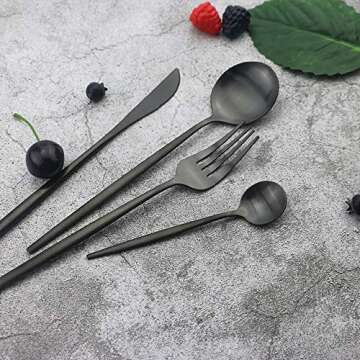 JASHII Silverware Set, 24-Piece Stainless Steel Flatware Set,Kitchen Utensil Set Service for 6,Table...