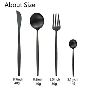 JASHII Silverware Set, 24-Piece Stainless Steel Flatware Set,Kitchen Utensil Set Service for 6,Tableware Cutlery Set for Home, Dishwasher Safe (Matte Black)