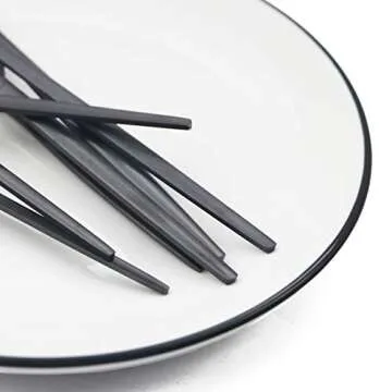 JASHII Silverware Set, 24-Piece Stainless Steel Flatware Set,Kitchen Utensil Set Service for 6,Tableware Cutlery Set for Home, Dishwasher Safe (Matte Black)