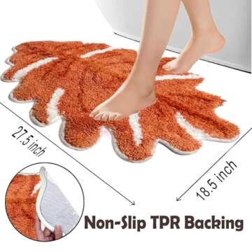 Hexagram Fall Bathroom Rugs, Fall Maple Leaf Bath Mats for Bathroom, Farmhouse Fall Rugs for Bathroo...