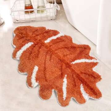 Hexagram Fall Bathroom Rugs, Fall Maple Leaf Bath Mats for Bathroom, Farmhouse Fall Rugs for Bathroom Decorations for The Home, Holiday Cute Maple Leaf Autumn Thanksgiving Decor Non-Slip 18x28 Inches