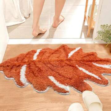 Hexagram Fall Bathroom Rugs, Fall Maple Leaf Bath Mats for Bathroom, Farmhouse Fall Rugs for Bathroom Decorations for The Home, Holiday Cute Maple Leaf Autumn Thanksgiving Decor Non-Slip 18x28 Inches