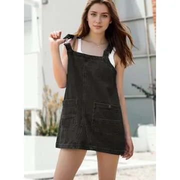 YUENIU Womens Denim Overalls Dress Casual Summer Jeans Adjustable Strap Short Rompers with Pockets D...