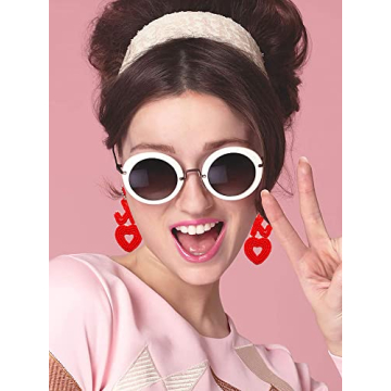 Heart Earrings for Women Hypoallergenic Beaded Statement Dangle Earrings Boho Handmade Red Love Heart Bead Drop Dangling Earrings Valentine’s Day Earrings Jewelry Gift (E red XOXO bead earrings)