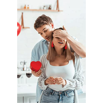 Heart Earrings for Women Hypoallergenic Beaded Statement Dangle Earrings Boho Handmade Red Love Heart Bead Drop Dangling Earrings Valentine’s Day Earrings Jewelry Gift (E red XOXO bead earrings)