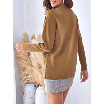 Langwyqu Women's Stylish Crew Neck Cardigan Sweater