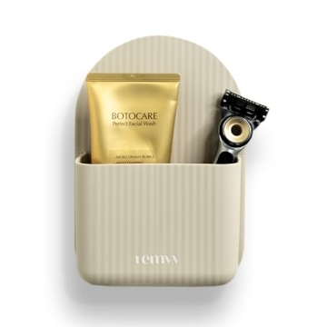 Modern Shower Caddy Suction Cup for Wall or Mirror - Silicone, BPA-Free Bathroom Organizer - Waterpr...