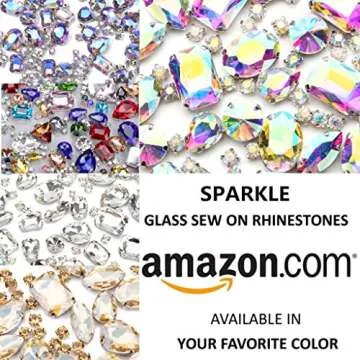 AB Sew On Rhinestones, Choupee 130PCS Sew On Rhinestone Metal Back Prong Setting Sewing Claw Rhinestone Mixed Shapes Sew On Glass Gems for Jewelry, Clothes, Costume, Shoes,Dress, Garments