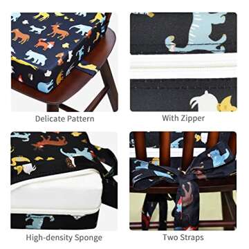 Toddler Booster Seat for Dining Table, Adjustable Double Seat Belt Washable Waterproof Child Booster...