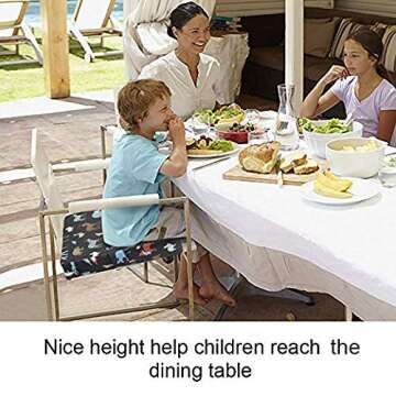Toddler Booster Seat for Dining Table, Adjustable Double Seat Belt Washable Waterproof Child Booster Seat for Table, Portable Booster Seat Travel Increase Cushion (Black)