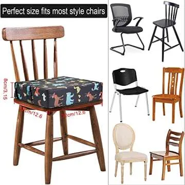 Toddler Booster Seat for Dining Table, Adjustable Double Seat Belt Washable Waterproof Child Booster Seat for Table, Portable Booster Seat Travel Increase Cushion (Black)