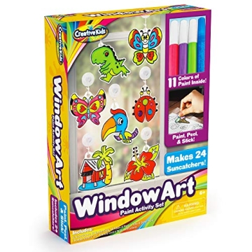 Creative Kids Window Paint Art Kit – Make Your Own Suncatchers Set – 24 Sun Catchers, 24 Suction...
