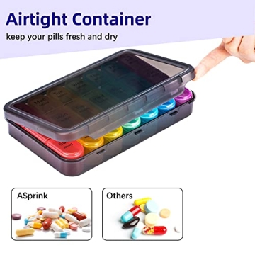 ASprink Weekly Pill Organizer Large Capacity BPA Free