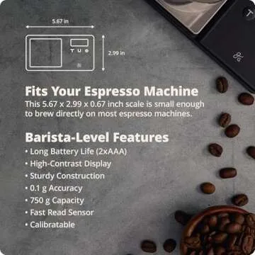 Greater Goods Digital Espresso and Coffee Scale - 750 x 0.1g, Mini Scale with 6 Units of Measurement