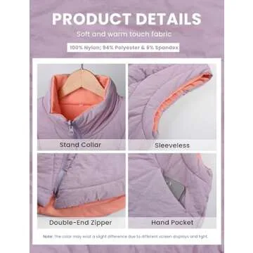 UANEO Women's Reversible Zip-Up Puffer Vest Fashion