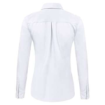 Ruisin Womens Soft Wrinkle Free Button Down Shirts for Women Long Sleeve Formal Work Dress Blouses Tops White Size S