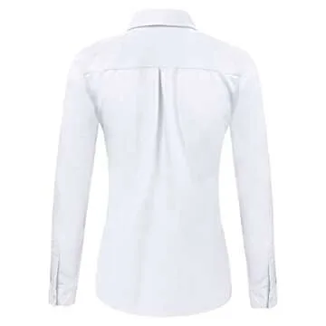 Ruisin Womens Soft Wrinkle Free Button Down Shirts for Women Long Sleeve Formal Work Dress Blouses Tops White Size S