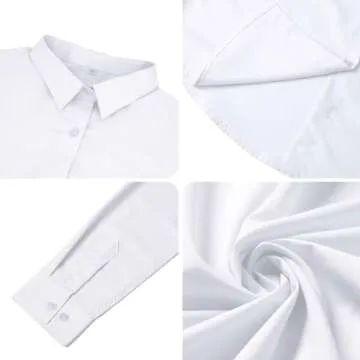 Ruisin Womens Soft Wrinkle Free Button Down Shirts for Women Long Sleeve Formal Work Dress Blouses Tops White Size S