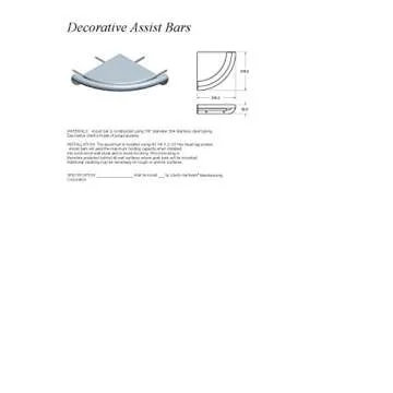 Delta (1-Pack) Wall Mount Corner Shelf with Assist Bar ADA Compliant Polished Chrome 8-1/2' Bathroom Safety Handle | 300 lb Capacity, Balance, Handicap Grip DF702PC