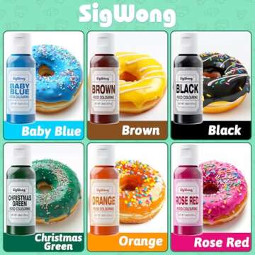 Food Coloring Set - 6 Vibrant Colors Concentrates for Sports Drinks, Baking, Cake Decorating, Candy ...