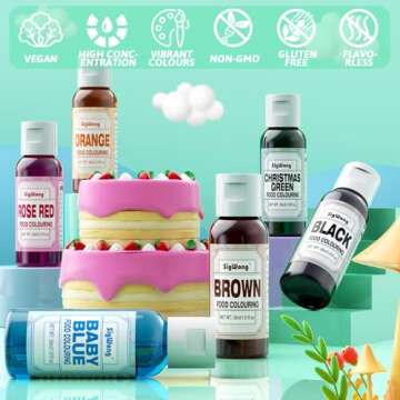 Food Coloring Set - 6 Vibrant Colors Concentrates for Sports Drinks, Baking, Cake Decorating, Candy Making