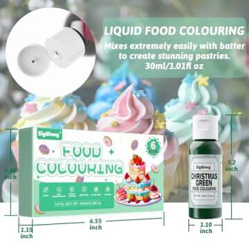 Food Coloring Set - 6 Vibrant Colors Concentrates for Sports Drinks, Baking, Cake Decorating, Candy Making