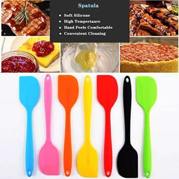 KAKAMINA Silicone Spatula Set - 7 Colorful Kitchen Tools