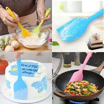 KAKAMINA Silicone Spatula Set - 7 Colorful Kitchen Tools