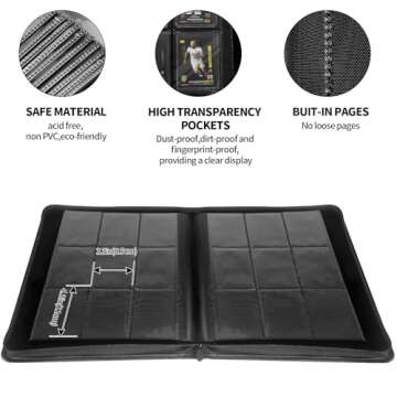 Qurhafoo Toploader Binder, top loader binder for cards, Holds 324 Toploaders, 9-pocket, card folders for trading cards or Sports Cards in 3 x 4'' Toploaders