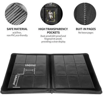 Qurhafoo Toploader Binder, top loader binder for cards, Holds 324 Toploaders, 9-pocket, card folders for trading cards or Sports Cards in 3 x 4'' Toploaders