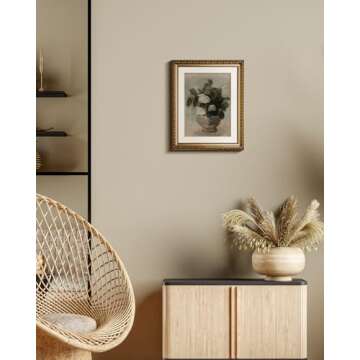 InSimSea Retro Gold Framed Wall Art, Home Room Rose Flower Vintage Wall Decor, Canvas Print Artwork, Farmhouse Country Decor, Antique Picture Frame Floral Paintings, 13x16 Inch