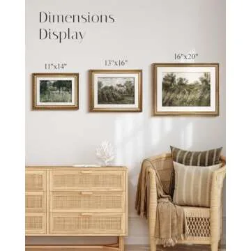 InSimSea Retro Gold Framed Wall Art, Home Room Rose Flower Vintage Wall Decor, Canvas Print Artwork, Farmhouse Country Decor, Antique Picture Frame Floral Paintings, 13x16 Inch