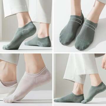No Show Liner Socks Women - 8 Pairs Low Cut Cotton Breathable Sneaker Socks with Non Slip No-Show Socks