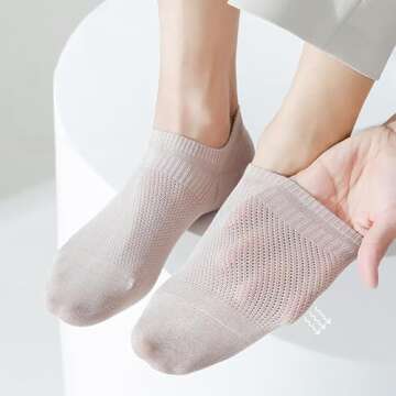 No Show Liner Socks Women - 8 Pairs Low Cut Cotton Breathable Sneaker Socks with Non Slip No-Show Socks