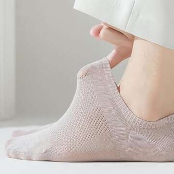No Show Liner Socks Women - 8 Pairs Low Cut Cotton Breathable Sneaker Socks with Non Slip No-Show Socks