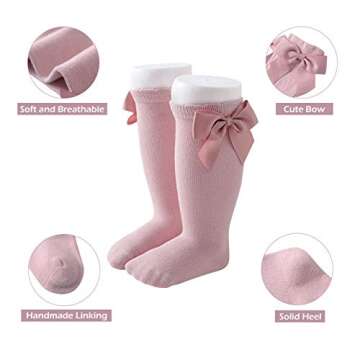 American Trends Baby Knee High Socks Tube Long Stockings for Girls Boys Newborn Infants Toddlers Ruffled Uniform Socks Christmas 3-12 Months