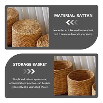 Mikikit Rattan Storage Baskets for Home Organization and Decor