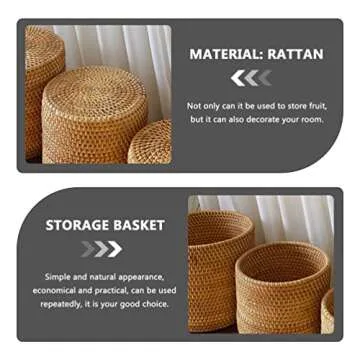 Mikikit Rattan Storage Baskets for Home Organization and Decor